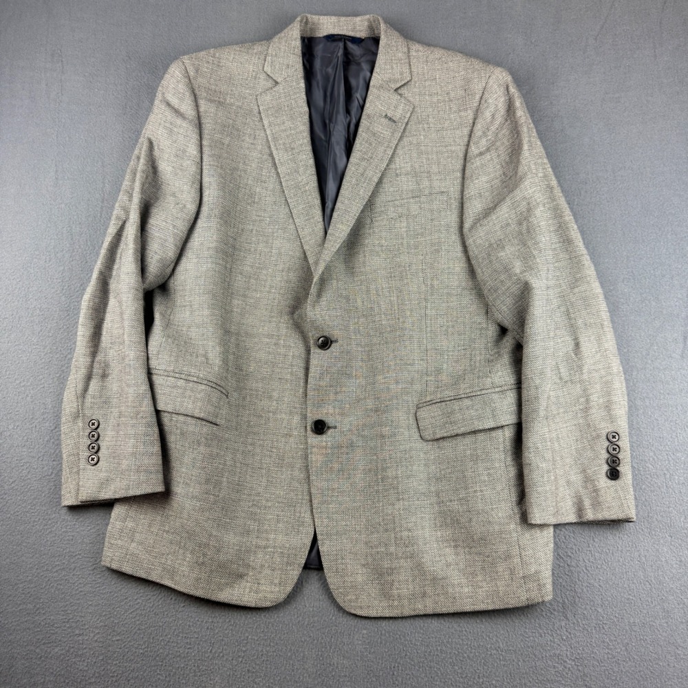 Brooks Brothers Blazer Men's 44R Gray Wool Silk Linen Regent Fit Sport Coat